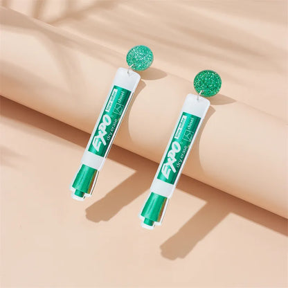 Cartoon Style Cute Marker Pen Arylic Women'S Drop Earrings