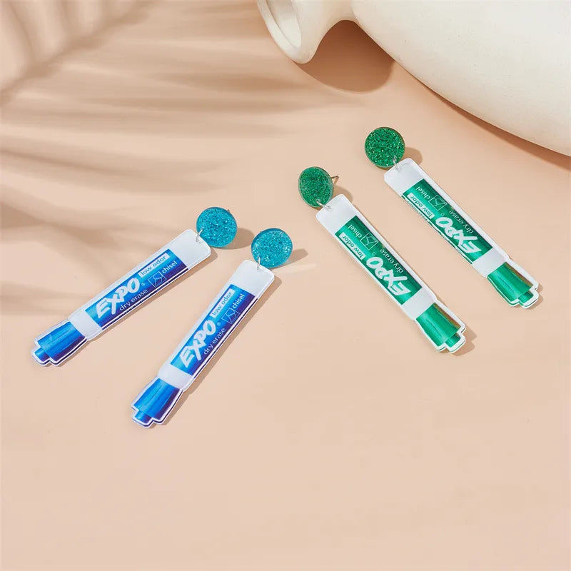 Cartoon Style Cute Marker Pen Arylic Women'S Drop Earrings