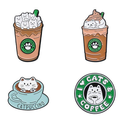 Cartoon Style Cute Modern Style Letter Cup Cat Alloy Plating Unisex Brooches