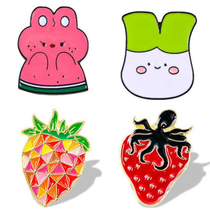 Cartoon Style Cute Pastoral Animal Fruit Alloy Stamping Stoving Varnish Plating Unisex Brooches