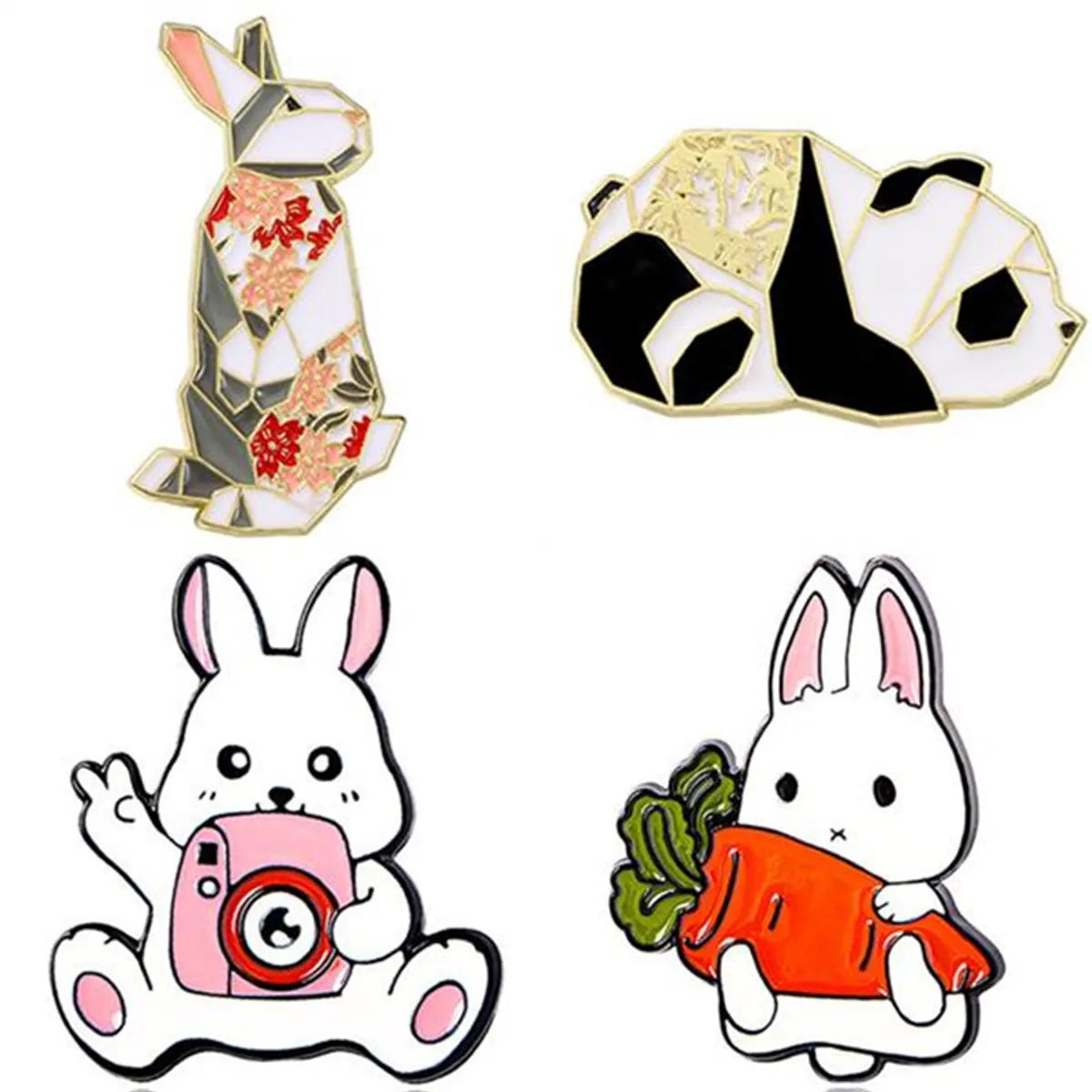 Cartoon Style Cute Rabbit Animal Panda Alloy Stamping Stoving Varnish Plating Unisex Brooches Collar Pin