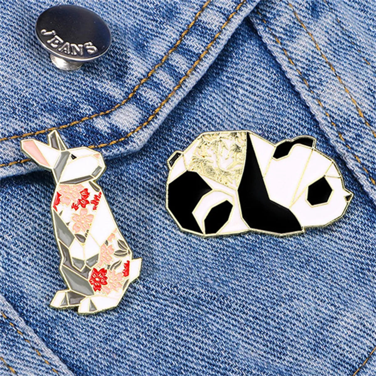 Cartoon Style Cute Rabbit Animal Panda Alloy Stamping Stoving Varnish Plating Unisex Brooches Collar Pin