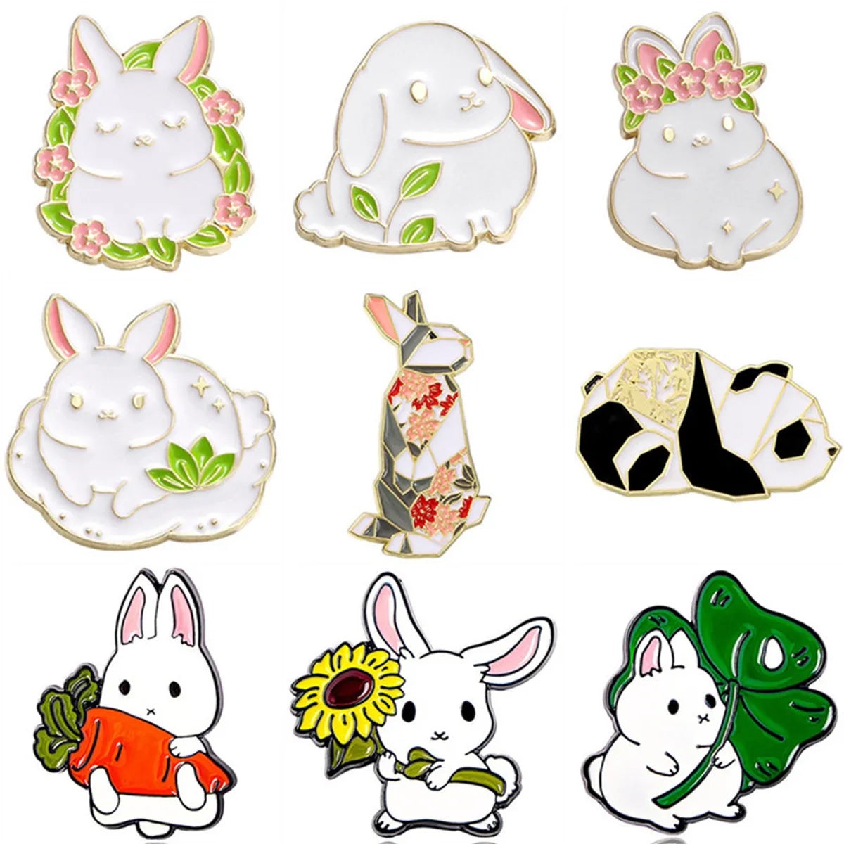 Cartoon Style Cute Rabbit Animal Panda Alloy Stamping Stoving Varnish Plating Unisex Brooches Collar Pin