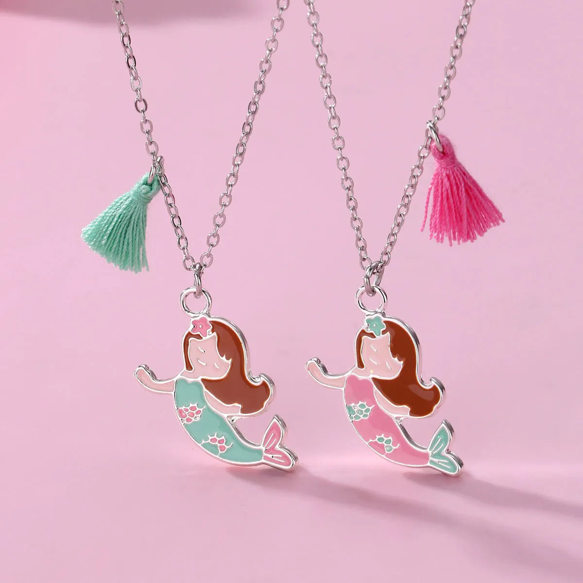 Cartoon Style Cute Romantic Mermaid Alloy Plating Girl'S Pendant Necklace