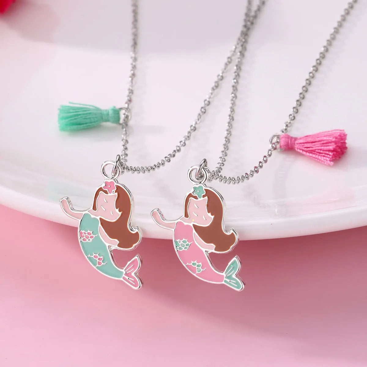 Cartoon Style Cute Romantic Mermaid Alloy Plating Girl'S Pendant Necklace