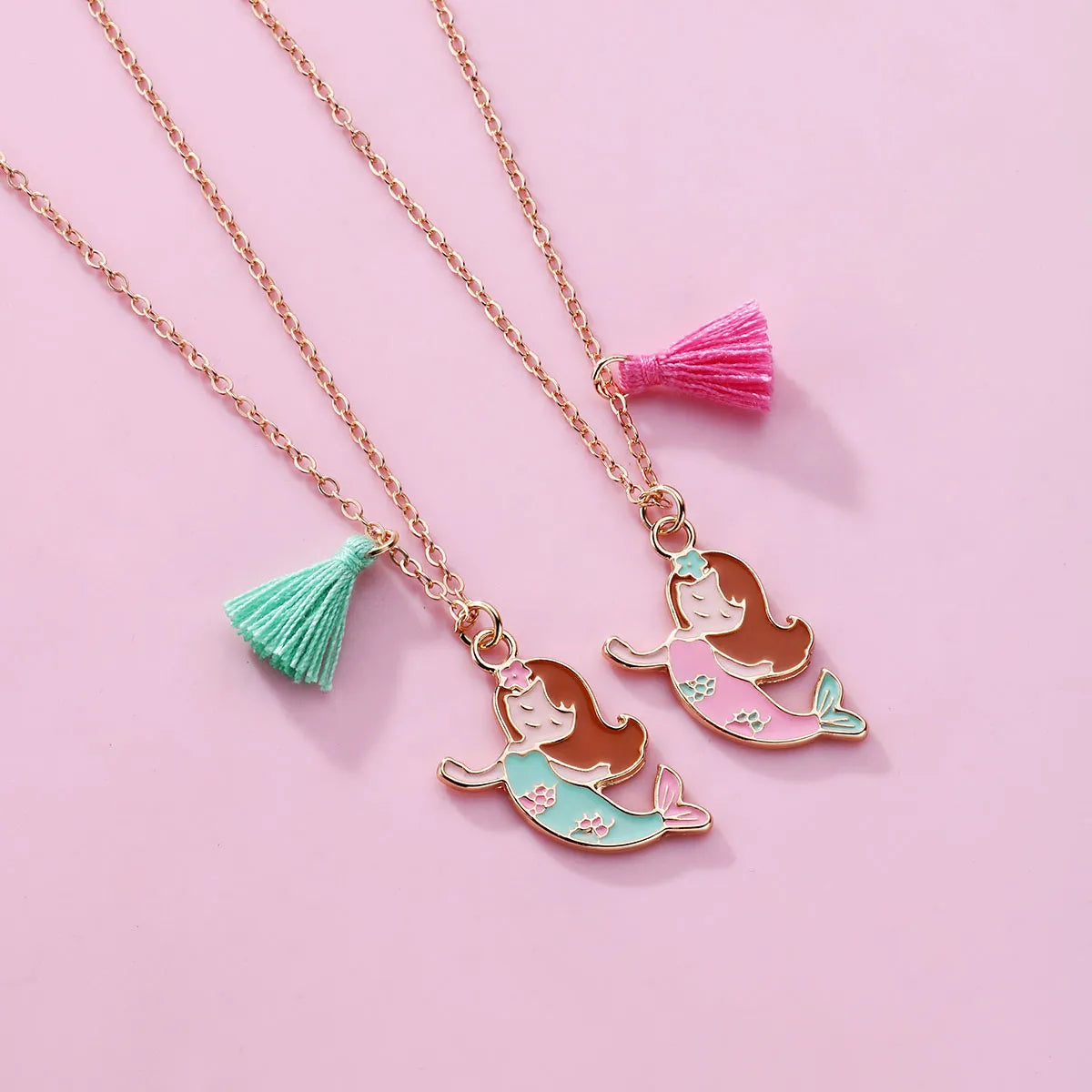 Cartoon Style Cute Romantic Mermaid Alloy Plating Girl'S Pendant Necklace