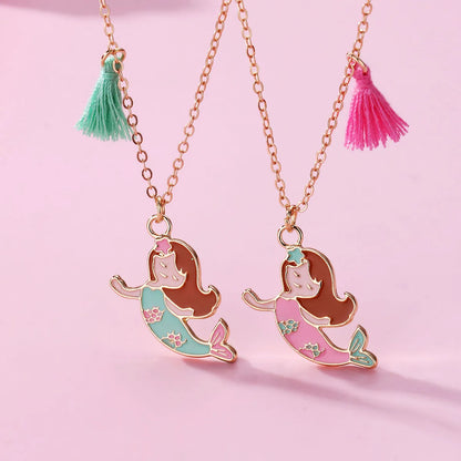 Cartoon Style Cute Romantic Mermaid Alloy Plating Girl'S Pendant Necklace