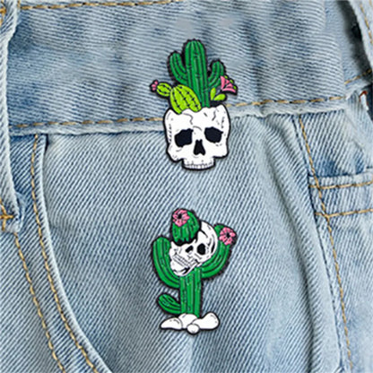 Cartoon Style Cute Streetwear Cactus Skull Alloy Stamping Stoving Varnish Plating Unisex Brooches Collar Pin