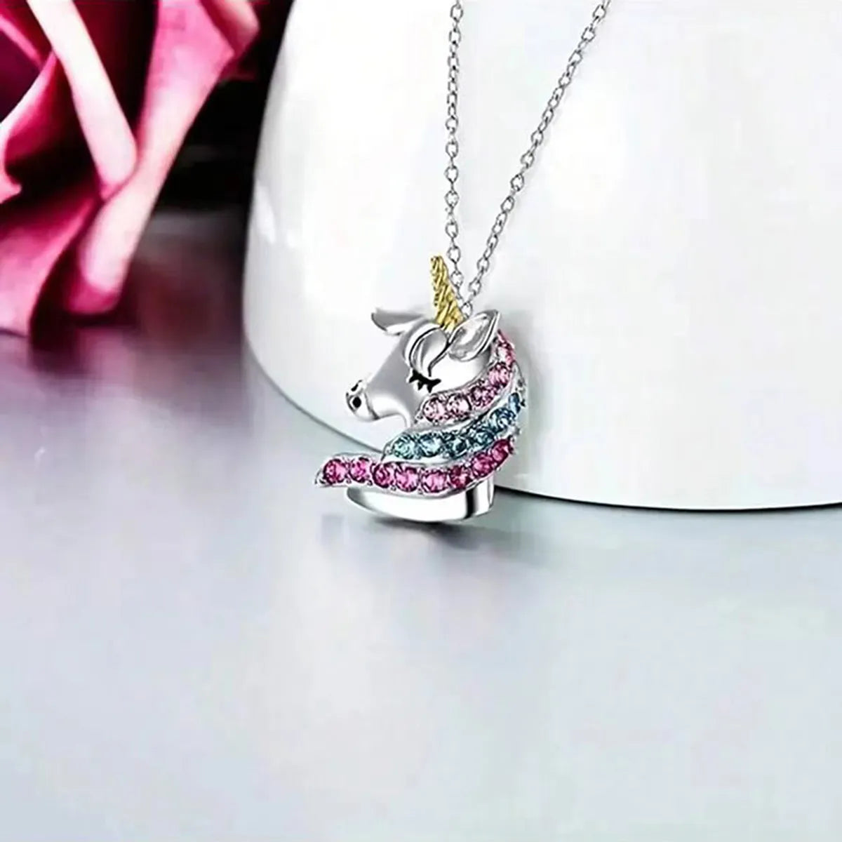 Cartoon Style Cute  Rhinestones Alloy Wholesale Pendant Necklace