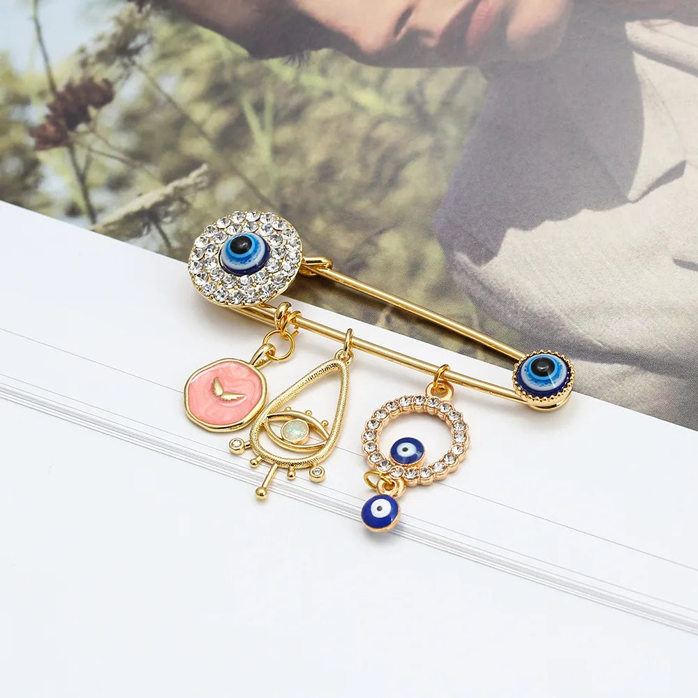 Cartoon Style Devil'S Eye Alloy Inlay Rhinestones Women'S Brooches