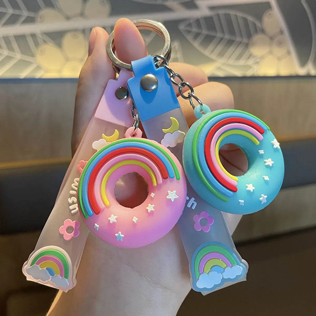 Cartoon Style Donuts Pvc Unisex Bag Pendant Keychain