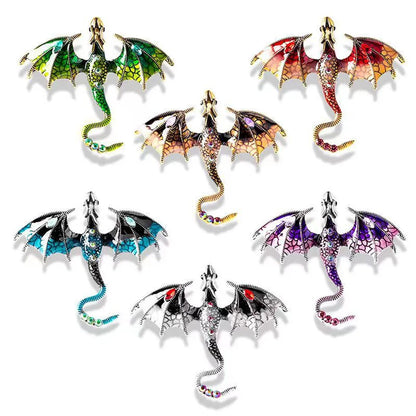 Cartoon Style Dragon Alloy Enamel Inlay Rhinestones Unisex Brooches