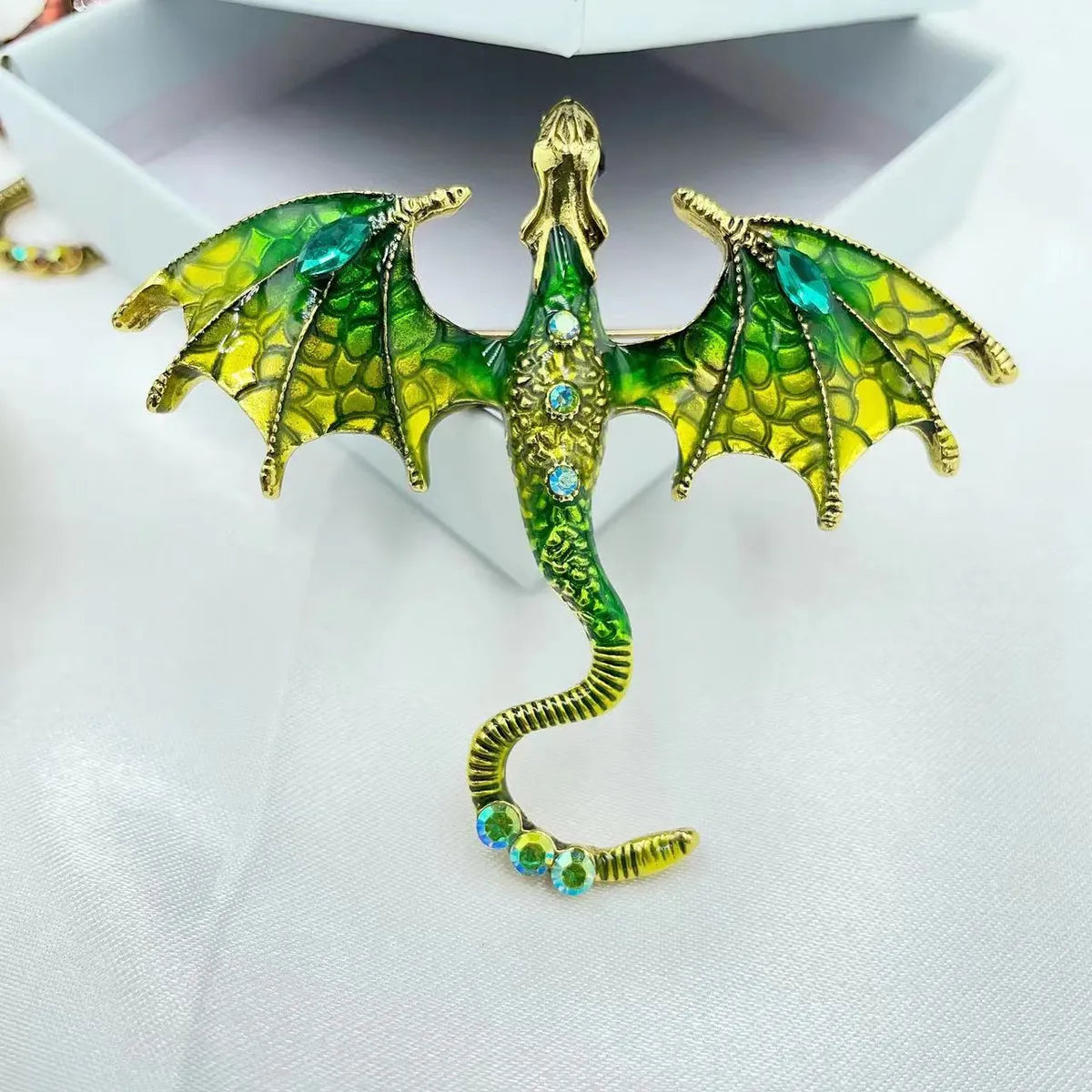 Cartoon Style Dragon Alloy Enamel Inlay Rhinestones Unisex Brooches