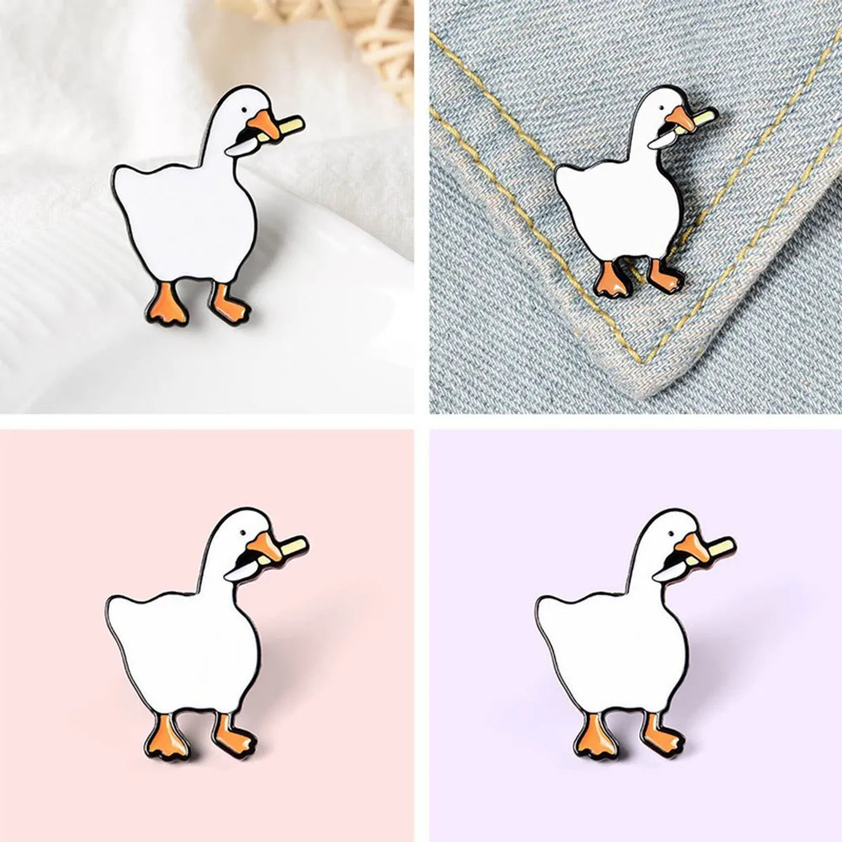 Cartoon Style Duck Alloy Iron Plating Unisex Brooches 1 Piece