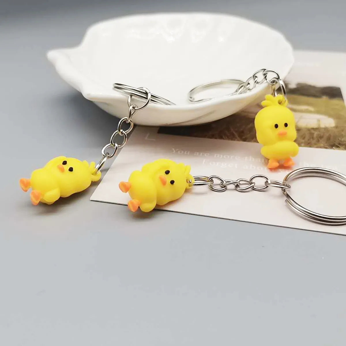 Cartoon Style Duck PVC Unisex Bag Pendant Keychain