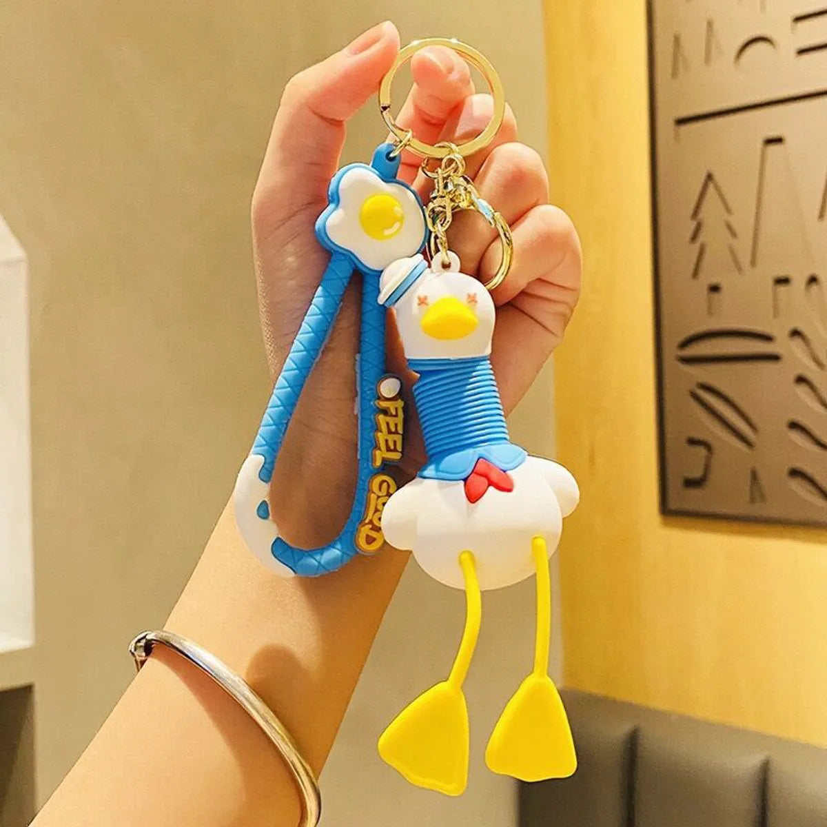 Cartoon Style Duck PVC Unisex Bag Pendant Keychain