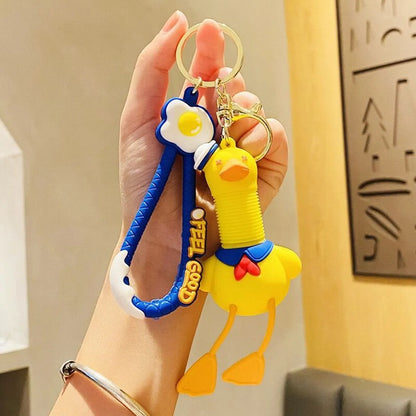 Cartoon Style Duck PVC Unisex Bag Pendant Keychain