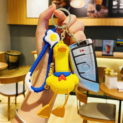 Cartoon Style Duck PVC Unisex Bag Pendant Keychain