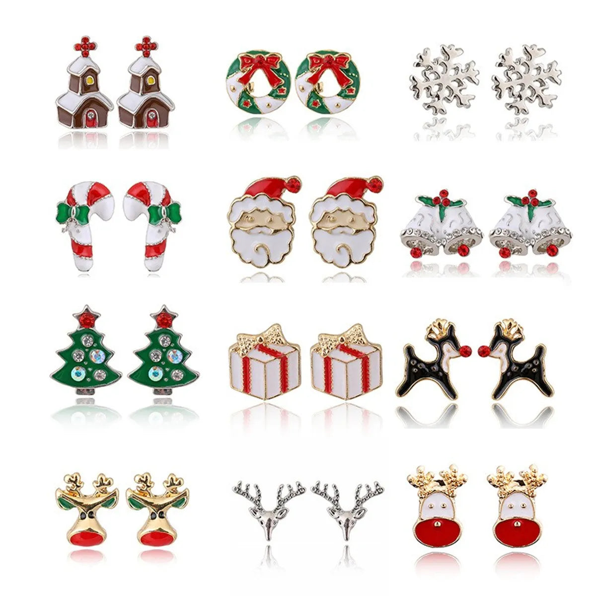 Cartoon Style Elk Alloy Enamel Rhinestones Women's Ear Studs 1 Pair