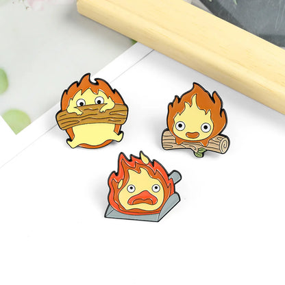 Cartoon Style Flame Alloy Stoving Varnish Unisex Cartoon Brooches