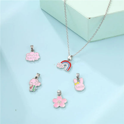 Cartoon Style Flower Alloy Enamel Girl's Necklace