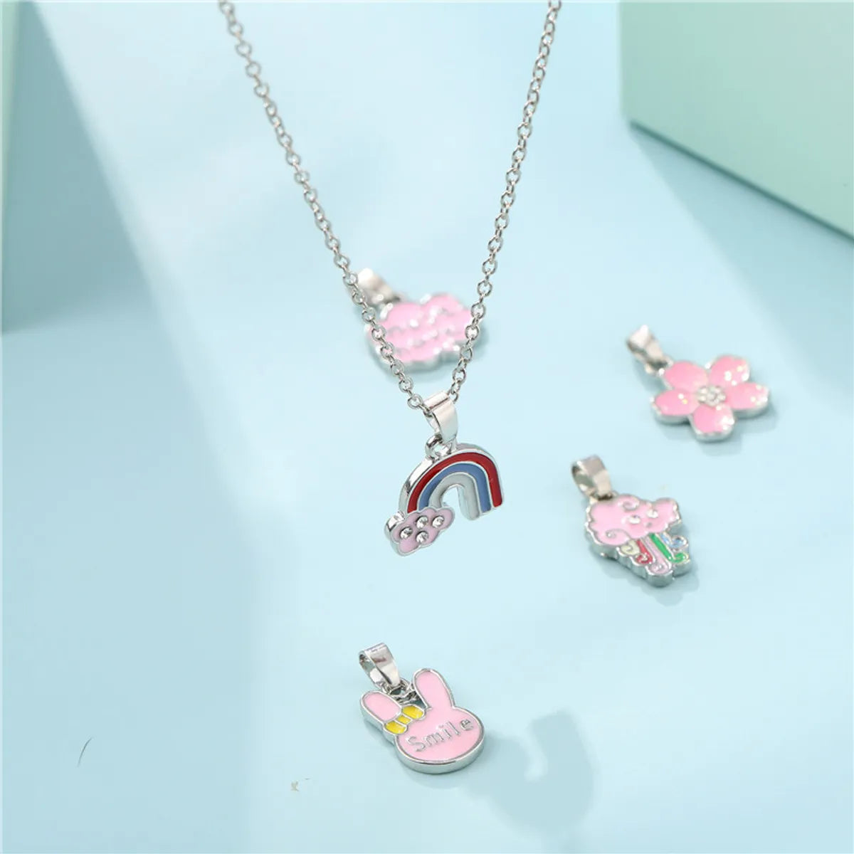 Cartoon Style Flower Alloy Enamel Girl's Necklace