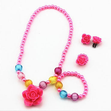 Cartoon Style Flower Arylic Imitation Pearl Plating Girl's Bracelets Earrings Necklace