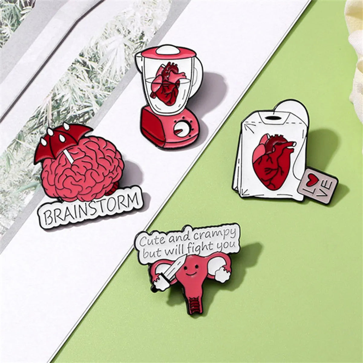 Cartoon Style Funny Artistic Organ Brain Letter Alloy Stamping Stoving Varnish Plating Unisex Corsage Brooches Collar Pin