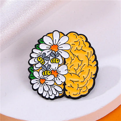 Cartoon Style Funny Novelty Organ Flower Alloy Stamping Stoving Varnish Plating Unisex Corsage Brooches Collar Pin