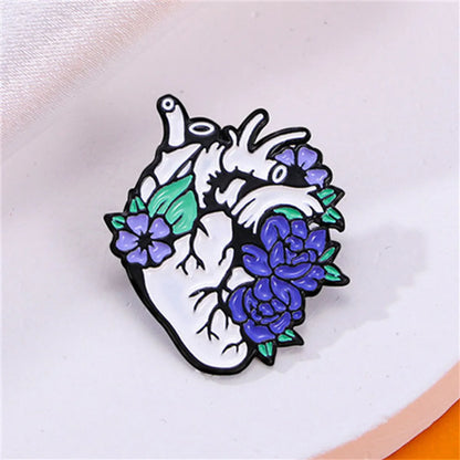 Cartoon Style Funny Novelty Organ Flower Alloy Stamping Stoving Varnish Plating Unisex Corsage Brooches Collar Pin