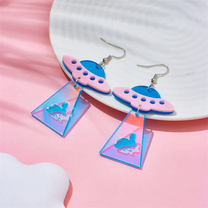 Cartoon Style Funny Novelty Ufo Arylic Women's Dangling Earrings