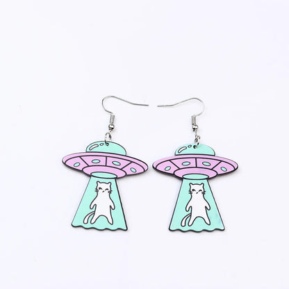 Cartoon Style Geometric Arylic Patchwork Drop Earrings