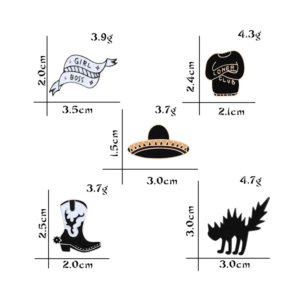 Cartoon Style Hat Cat Boots Alloy Enamel Unisex Brooches