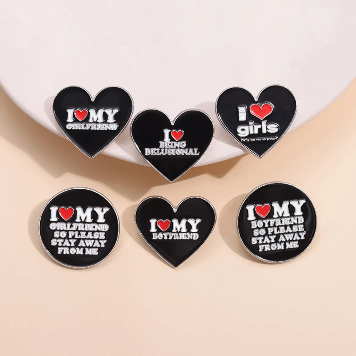 Cartoon Style Heart Shape Alloy Plating Unisex Brooches