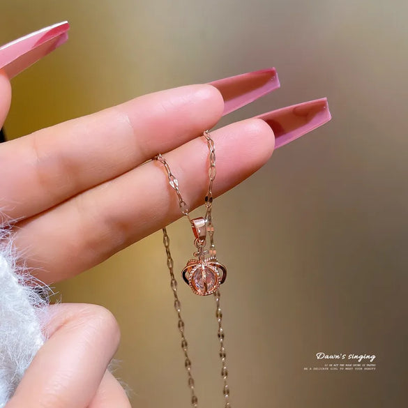 Cartoon Style Heart Shape Flower Titanium Steel Copper Inlay Rhinestones Pendant Necklace