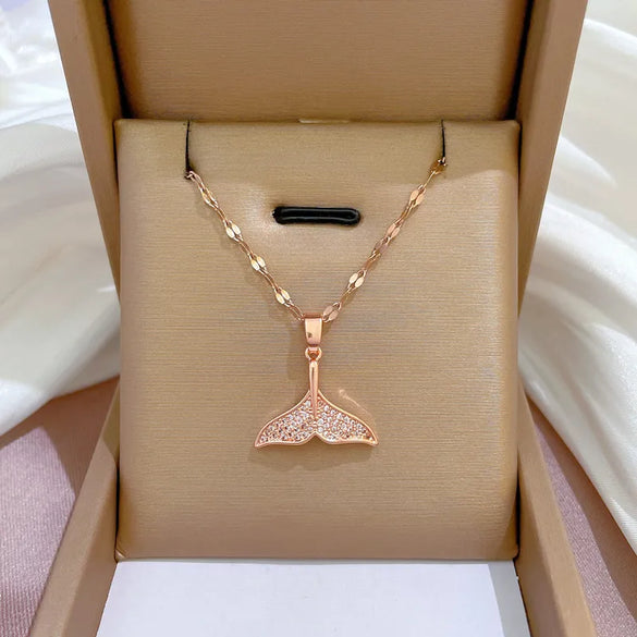 Cartoon Style Heart Shape Flower Titanium Steel Copper Inlay Rhinestones Pendant Necklace