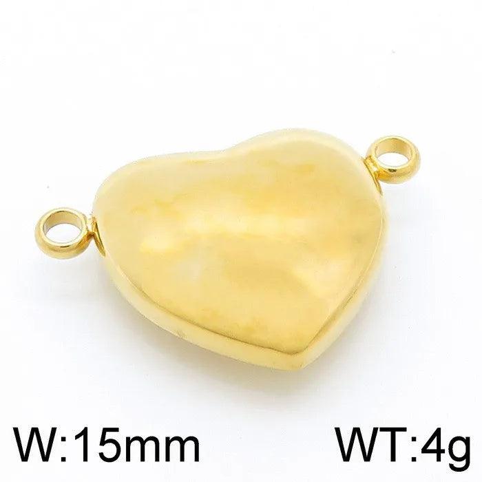 1 Piece Stainless Steel 18K Gold Plated Heart Shape