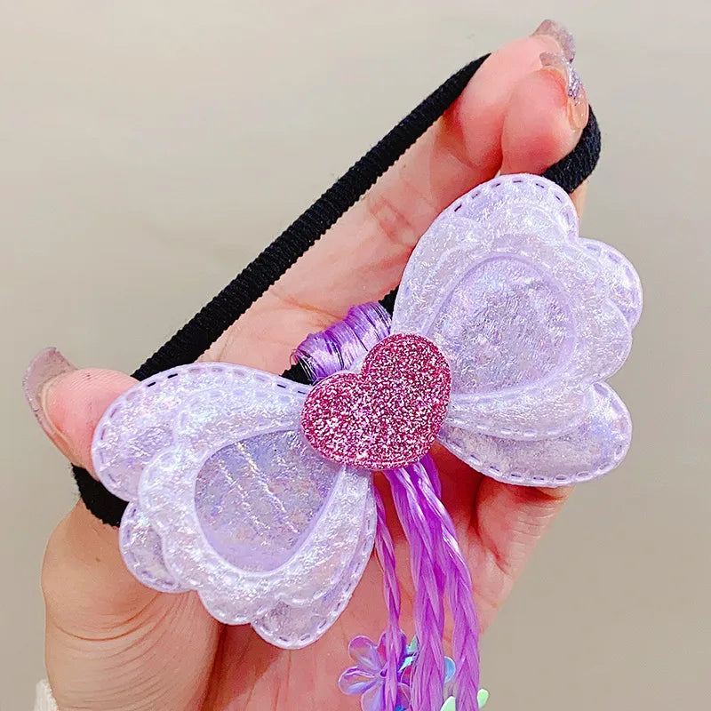 Cartoon Style Heart Shape  Bow Knot Plastic Hair Tie