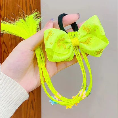 Cartoon Style Heart Shape  Bow Knot Plastic Hair Tie