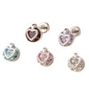 Cartoon Style Heart Shaped Metal Cartilage Piercing Ear Bone Nails Inlaid With Zircon And Diamonds