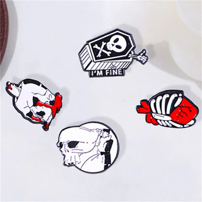 Cartoon Style Hip-Hop Funny Halloween Pattern Pumpkin Skull Alloy Stamping Stoving Varnish Plating Unisex Brooches Collar Pin