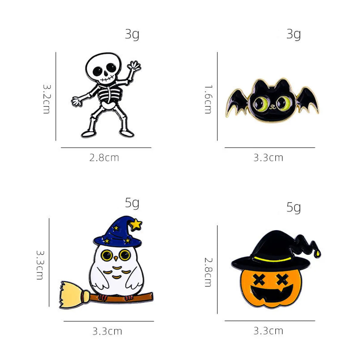 Cartoon Style Hip-Hop Funny Halloween Pattern Pumpkin Skull Alloy Stamping Stoving Varnish Plating Unisex Brooches Collar Pin