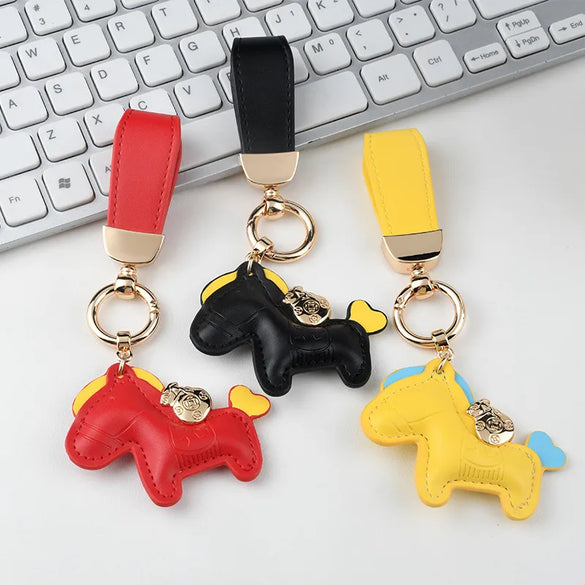 Cartoon Style Horse Pu Leather Unisex Keychain