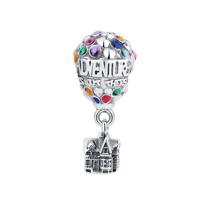 Cartoon Style Hot Air Balloon Sterling Silver Epoxy Pendants