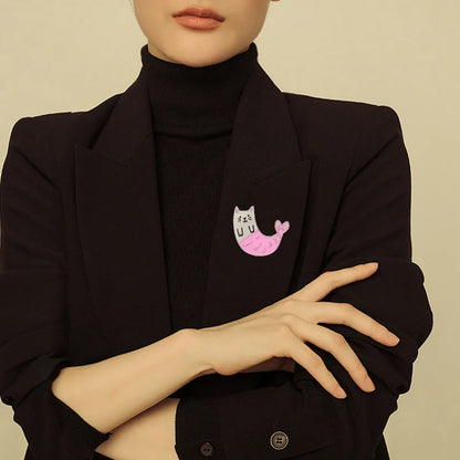 Cartoon Style Letter Cat Alloy Enamel Unisex Brooches