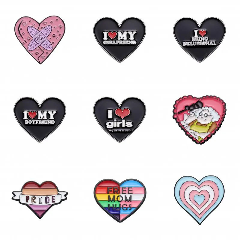 Cartoon Style Letter Heart Shape Alloy Stamping Stoving Varnish Plating Unisex Brooches