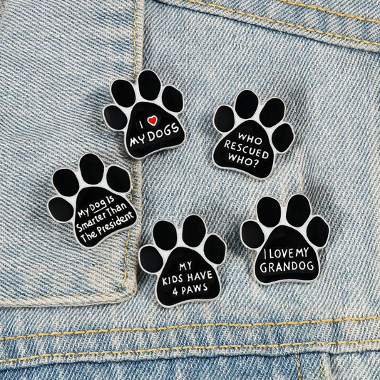 Cartoon Style Letter Paw Print Alloy Enamel Unisex Brooches