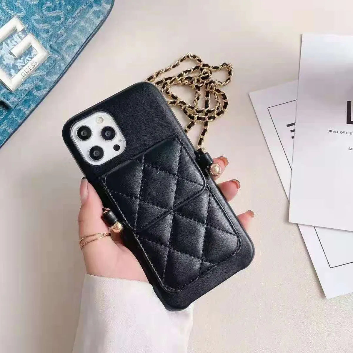 Cartoon Style Lingge Pu Leather   Phone Cases