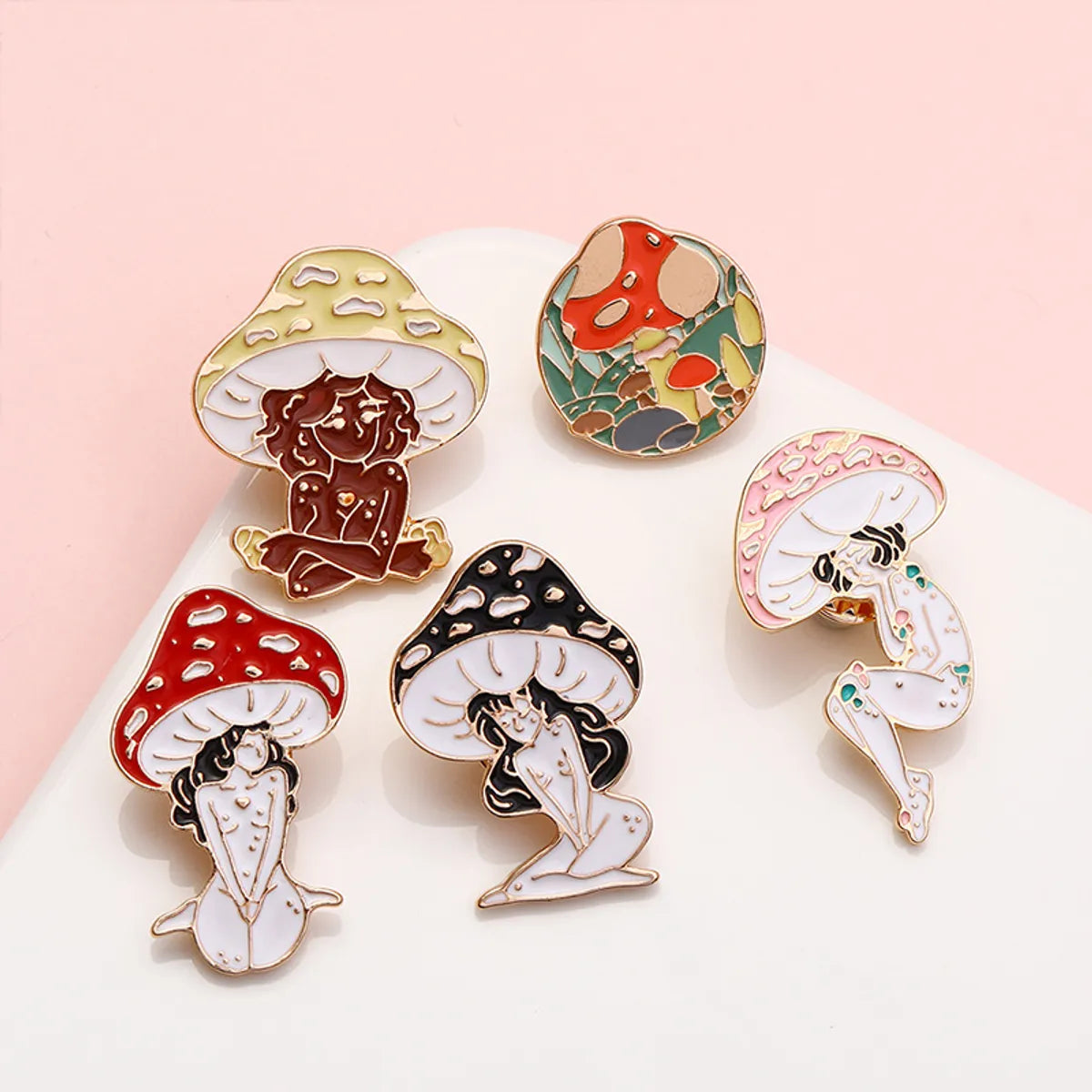 Cartoon Style Mushroom Alloy Enamel Plating Unisex Brooches