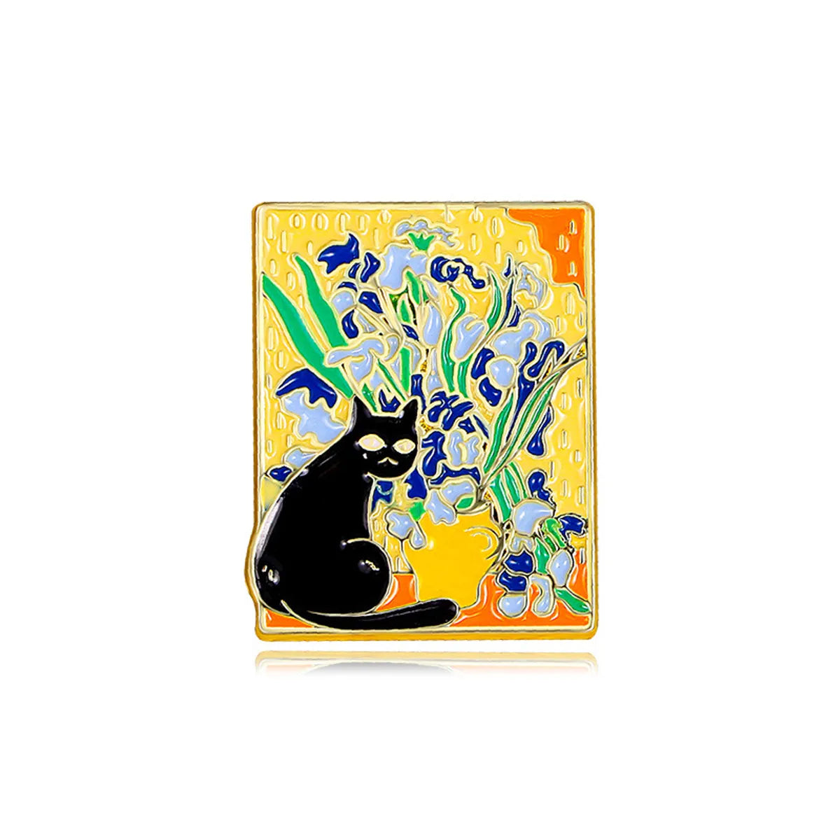 Cartoon Style Oil Painting Cat Alloy Enamel Plating Unisex Brooches